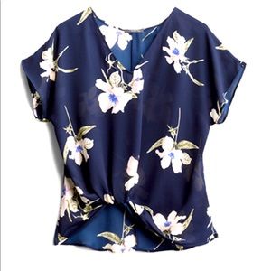 Navy floral blouse